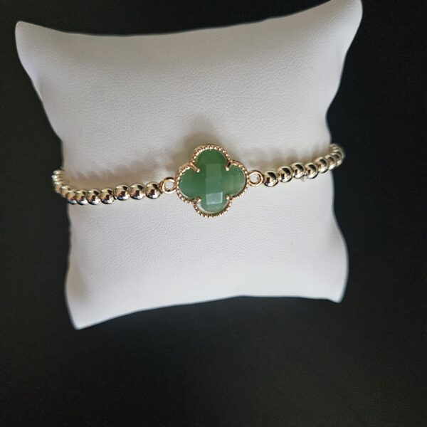 ARMBAND klaver groen  sparkling 4MM 14kt