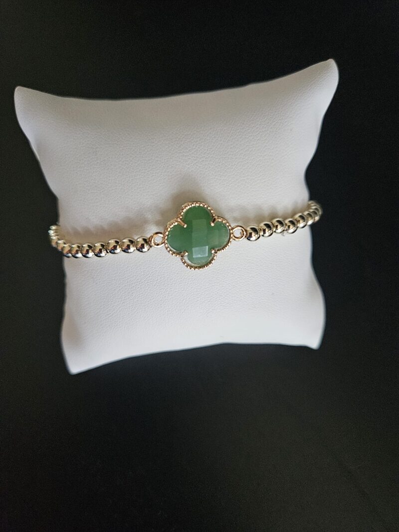 ARMBAND klaver groen  sparkling 4MM 14kt