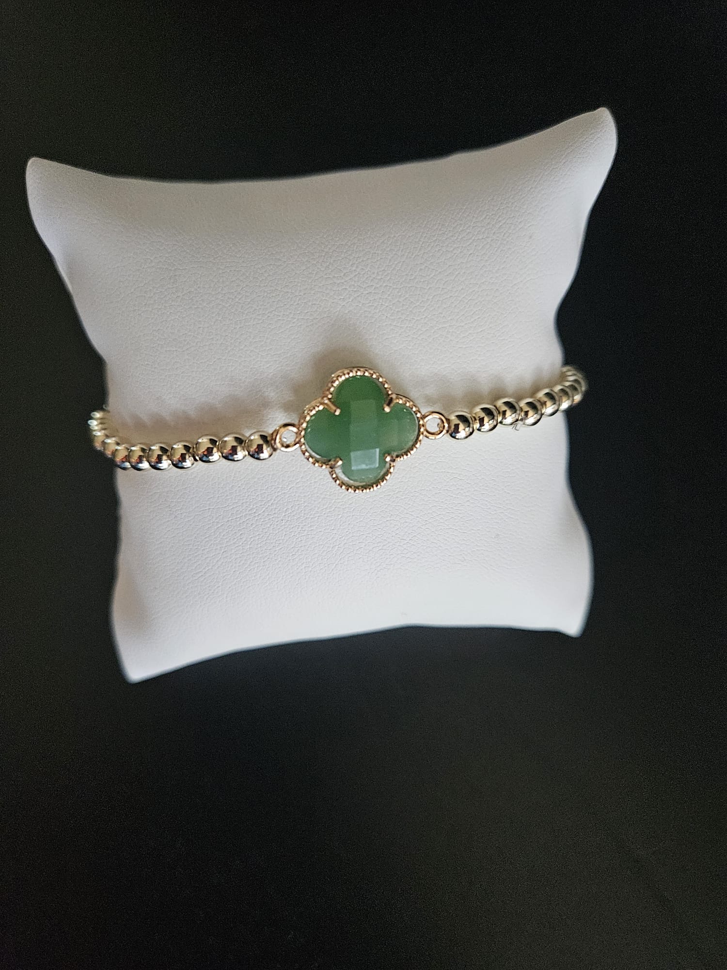 ARMBAND klaver groen  sparkling 4MM 14kt