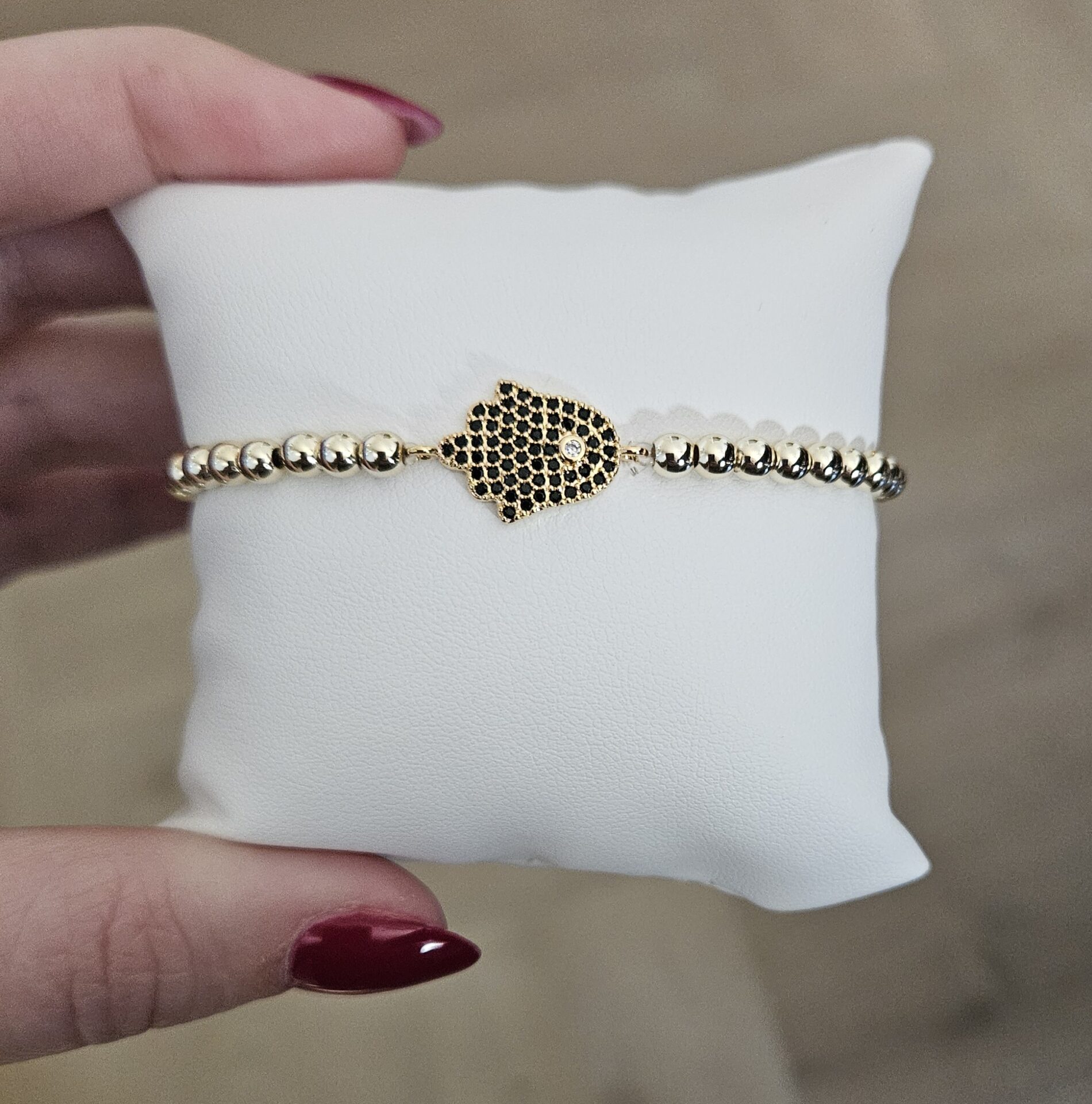 Armband musel zwart strass Sparkling 4MM 14kt