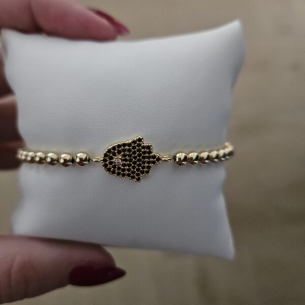 GOLD FILLED 14KT  LUXURY 4MM zwart musel ARMBAND