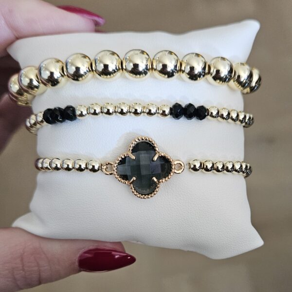 Sparkling Set 3 delig zwart 2x4mm 1x 8mm