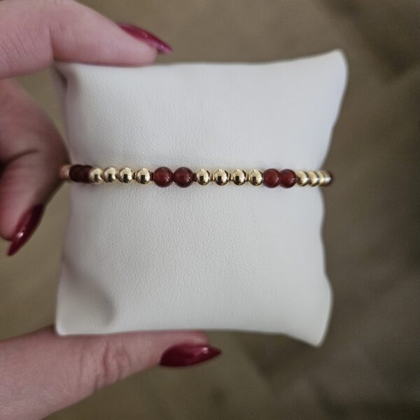 GOLD FILLED 14KT   ARMBAND 4mm met agaat 4mm