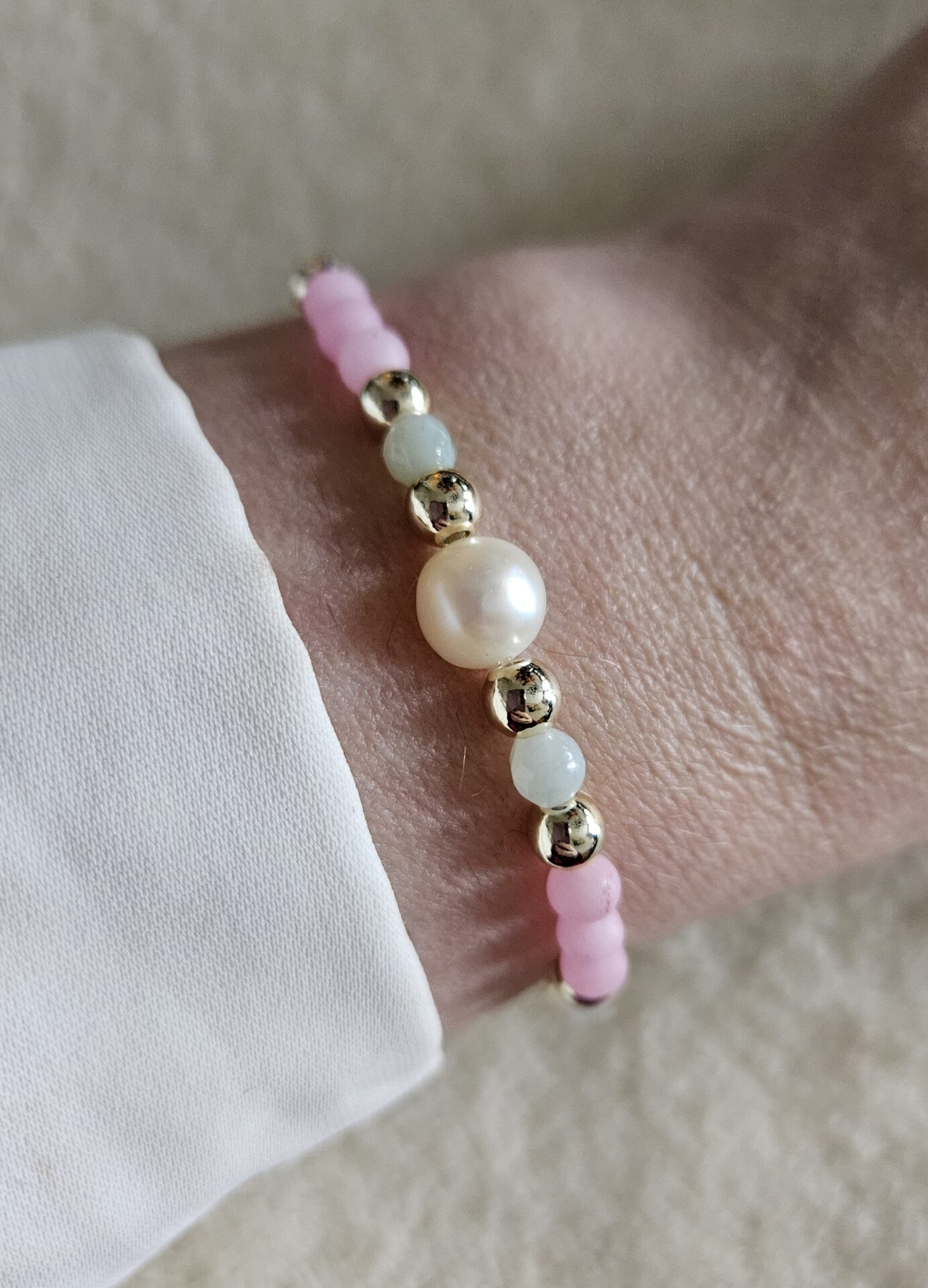 Sweet pink ARMBAND sparkling 5mm sparkling 14kt