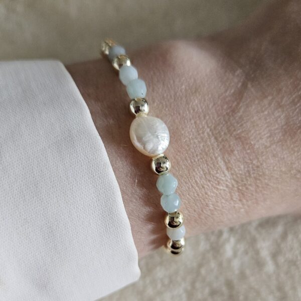 Sweet Turquoise blue   ARMBAND sparkling 5mm   sparkling 14kt