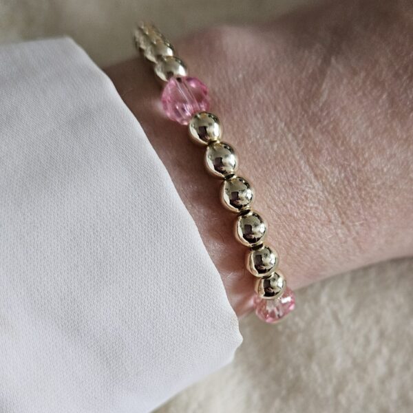 Armband pink flat Sparkling 6MM 14kt