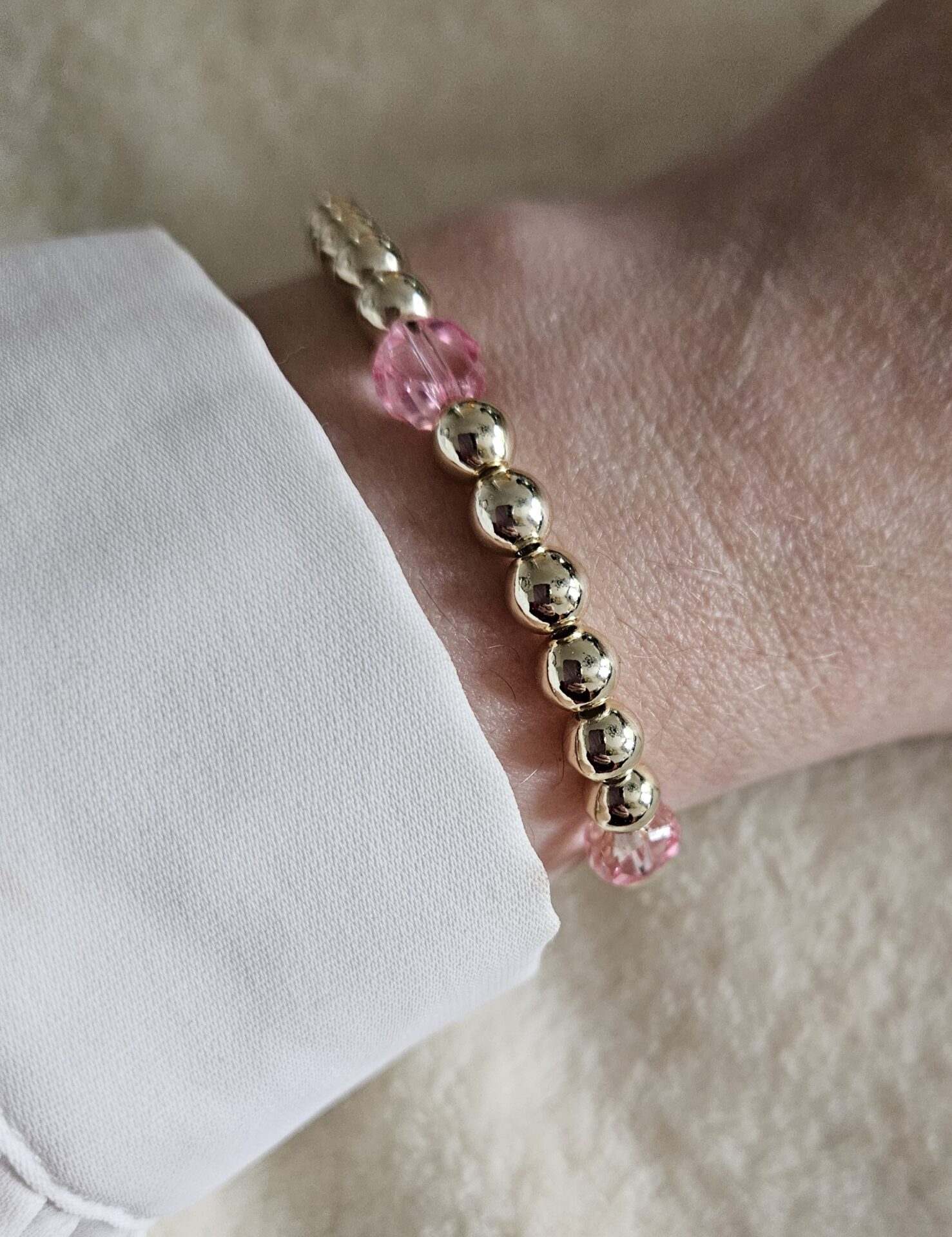 Armband pink flat Sparkling 6MM 14kt