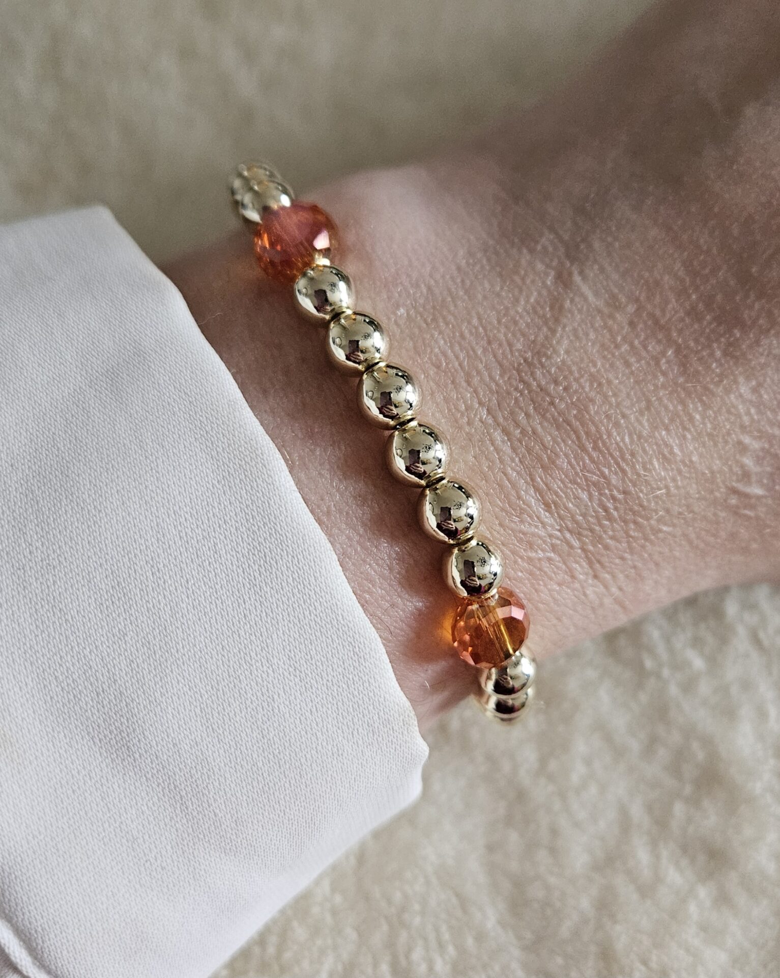 Armband orange flat Sparkling 6MM 14kt